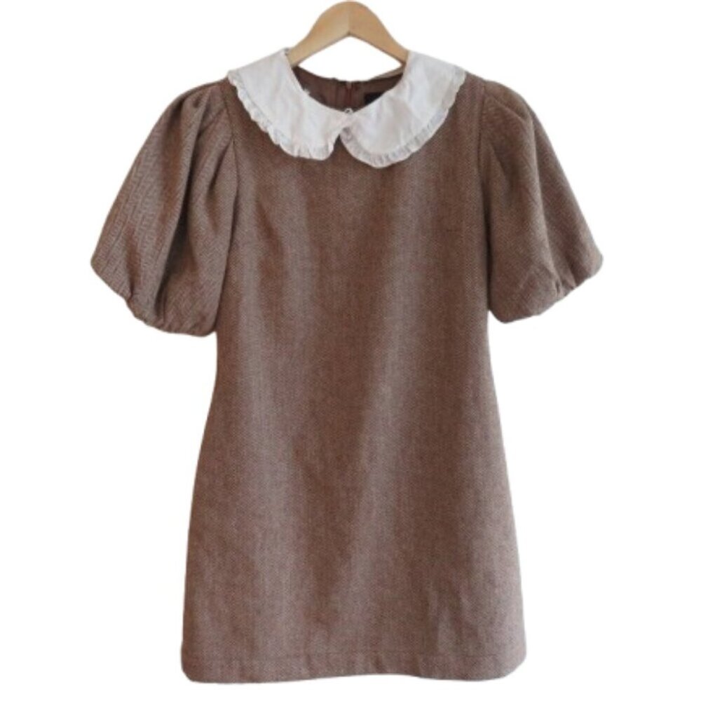 En Saison Brown Dress with White Peter Pan Collar